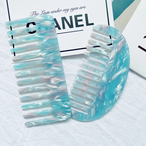 Haarkamm Aus Celluloseacetat Marmormuster Breitzinkig Entwirrendes Styling-Tool Koreanisch Ins Candy Farbe Damen Haarpflege Zubehör