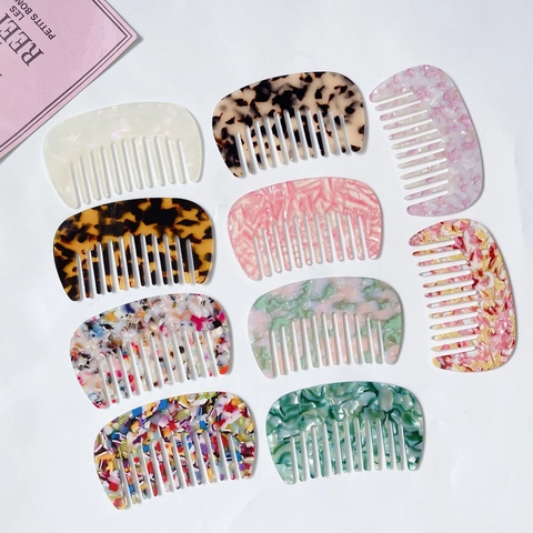 Retro Cellulose Acetate Hair Comb Portable Anti-Static Marble Pattern Detangling Styling Tool For Women Daily Hair Care