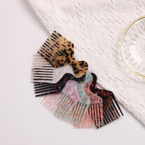 Peigne à Dents Larges en Acétate Vintage Motif Marbre Léopard Écaille Antistatique Peigne à Cheveux pour Femmes