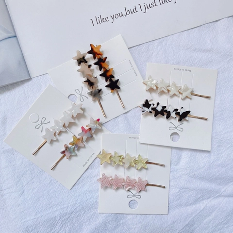 Pince à Cheveux Étoile en Acétate de Cellulose Style Coréen Minimaliste Barrette Pentagramme en Alliage Bijoux de Cheveux Mode Femme