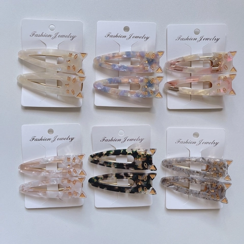 Lindas Pinzas para el Pelo de Acetato de Celulosa con Forma de Gato para Mujeres Niñas Vintage Mármol Estampado de Leopardo Pinzas Laterales Accesorios para el Pelo