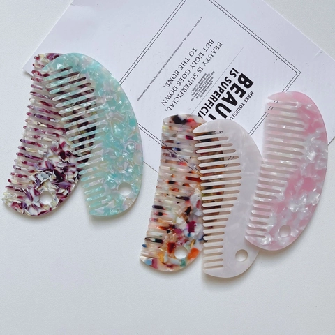 Acetaat Haarkam Antistatisch Retro Marmer Schildpadpatroon Grove Tanden Draagbare Haarborstel Voor Vrouwen Styling Tools