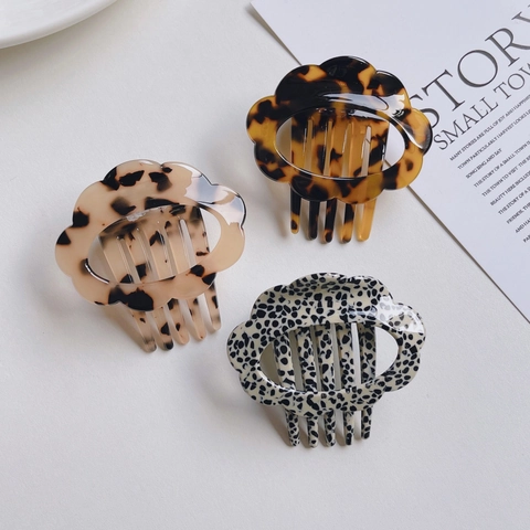 Vintage Cloud Shape Acetate Hair Comb For Women Non-Slip Hair Side Comb Korean Style Tortoise Shell Cow Pattern Hair Accessories