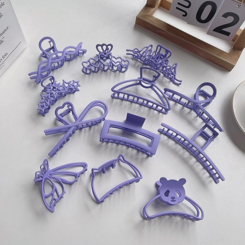 Pinze per Capelli Grandi Opache Viola per Donna Acetato Farfalla Stella Cuore Panda Forma Clip per Acconciature