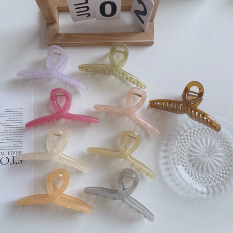 Pinza de Pelo Grande de Color Gelatina para Mujer Pinzas de Pelo de Plástico Translúcido Pinzas de Tiburón Antideslizantes