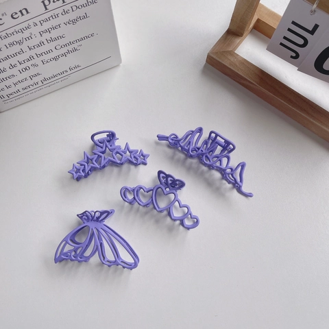 Pinze per Capelli Grandi Opache Viola per Donna Acetato Farfalla Stella Cuore Panda Forma Clip per Acconciature