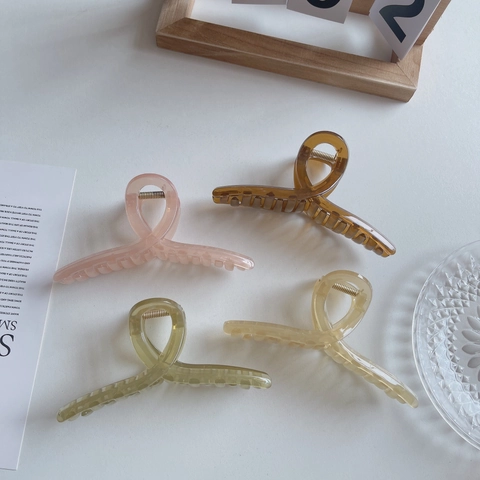 Pinza de Pelo Grande de Color Gelatina para Mujer Pinzas de Pelo de Plástico Translúcido Pinzas de Tiburón Antideslizantes