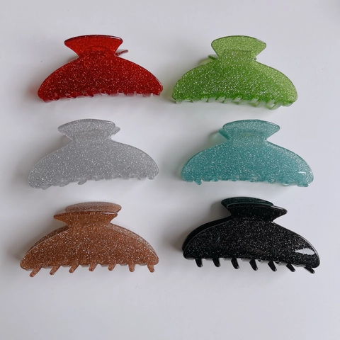 Koreanische Vintage Acryl Glitzer Haarkralle Für Frauen Große Glänzende Hai Haarklammer Elegante Schimmernde Haarspange
