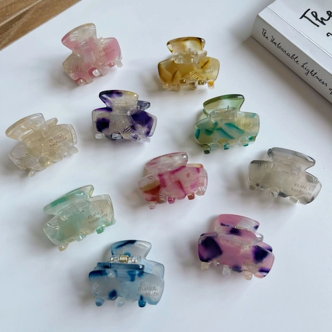 Französischer Stil Acetat Mini Haarklammer Marmormuster Geometrisch Handgefertigt Kleiner Haarschmuck Für Damen