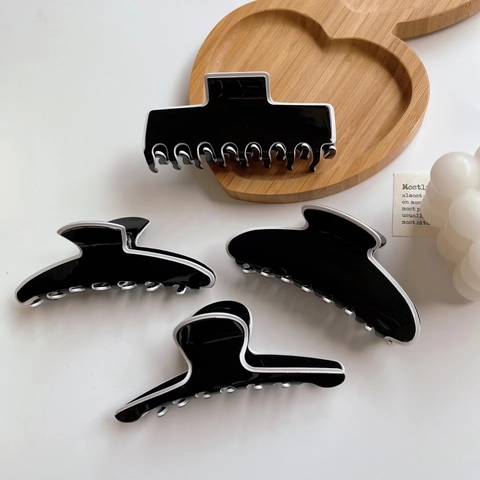 Franse Stijl Celluloseacetaat Haarklem Zwart Wit Kleurblok Geometrische Grote Haargreep Voor Elegante Dames Accessoires