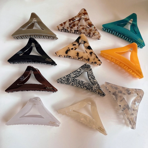 Grande Pinza per Capelli a Triangolo in Acetato per Donna Fatta a Mano Stile Francese Geometrica Shark Clip Elegante Motivo in Marmo Accessori per Capelli