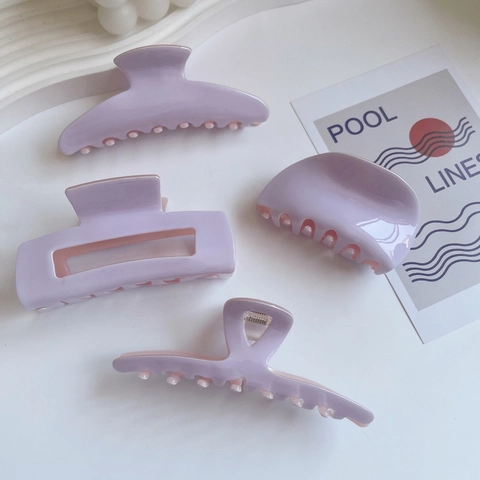 Koreaanse Stijl Grote Celluloseacetaat Haarklem Handgemaakt Geometrisch Roze Paars Contrast Haarklauw Voor Dames Haaraccessoires