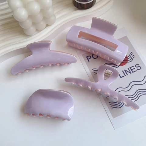 Koreaanse Stijl Grote Celluloseacetaat Haarklem Handgemaakt Geometrisch Roze Paars Contrast Haarklauw Voor Dames Haaraccessoires