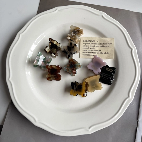 Mini Bear Acetate Hair Claw Clips Vintage Marble Tortoise Shell Small Animal Hair Clamps Fashion Hair Accessories For Women