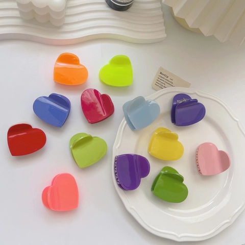 Pinza de Pelo de Acetato en Forma de Corazón Simple Multicolor Color Caramelo Horquillas Moda Dulce Accesorios para el Cabello Mujeres Niñas