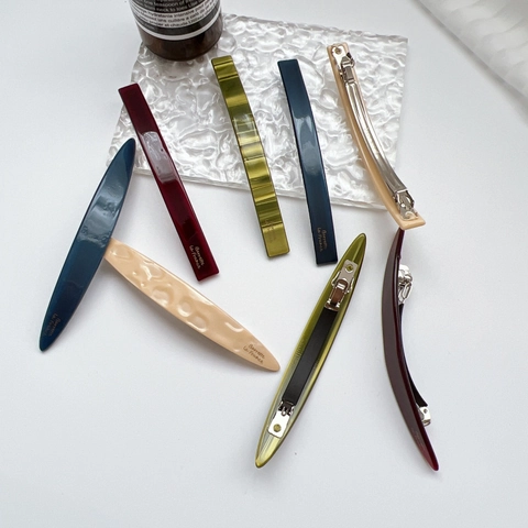 Fermaglio per Capelli in Acetato Vintage Francese per Donna Rettangolare Ovale Minimalista Marmorizzato Barrette Moda Quotidiana Accessorio