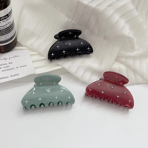 Französischer Celluloseacetat Haarkralle Für Damen Hochwertige Strass Eingelegt Shark Clip Mode Haarschmuck