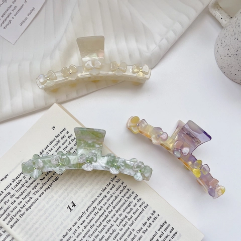 Koreanische Acetat Große Haarklammer Süße 3D Blume Strass Haargreifer Elegantes Damen Haaraccessoires Für Den Alltag