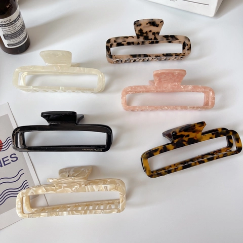 Französische Zelluloseacetat Rechteckige Haarklammer Für Damen Große Schildpatt Leoparden Marmormuster Ajouré Haarnadel Retro Mode Haarschmuck