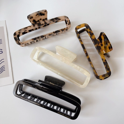 Französische Zelluloseacetat Rechteckige Haarklammer Für Damen Große Schildpatt Leoparden Marmormuster Ajouré Haarnadel Retro Mode Haarschmuck