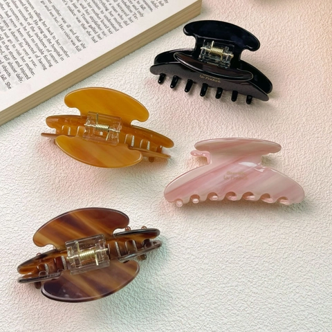 Grande Molletta per Capelli in Acetato di Cellulosa Retrò Marmo Tartarugato Clip a Squalo Fatta a Mano Accessori per Capelli Donna