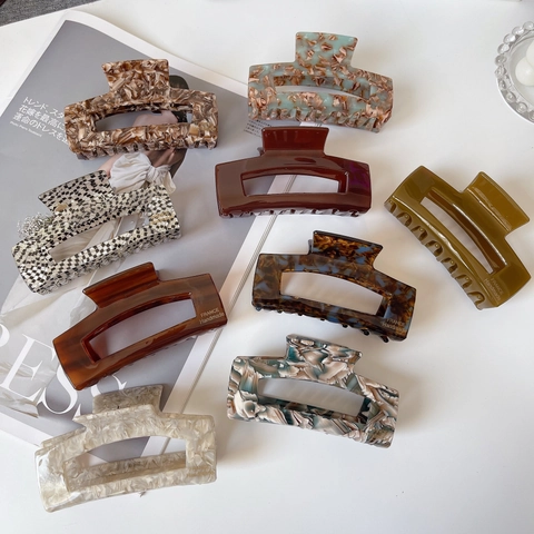 Vintage Acetate Large Hair Claw Clip For Women High End Handmade Marble Pattern Shark Hair Clip French Style Hair Accessory