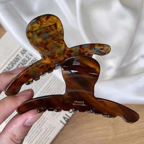 Vintage Acetate Hair Claw Clip For Women Large Tortoise Shell Marble Shark Clip Handmade Hair Accessories For Thick Hair