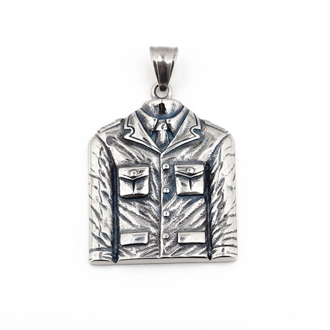 Vintage Hip Hop Titanium Steel Uniform Jacket Pendant Necklace Men Retro Punk Streetwear Suit Coat Shape Jewelry Pendant Necklace