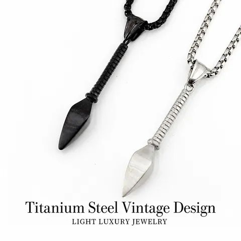 Retro Titanium Steel Spearhead Pendant Necklace Brushed Spear Point Men Hip Hop Punk Box Chain Gothic Jewelry Neck饰 Hanging Accessory