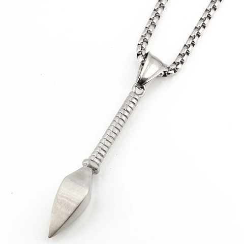 Retro Titanium Steel Spearhead Pendant Necklace Brushed Spear Point Men Hip Hop Punk Box Chain Gothic Jewelry Neck饰 Hanging Accessory