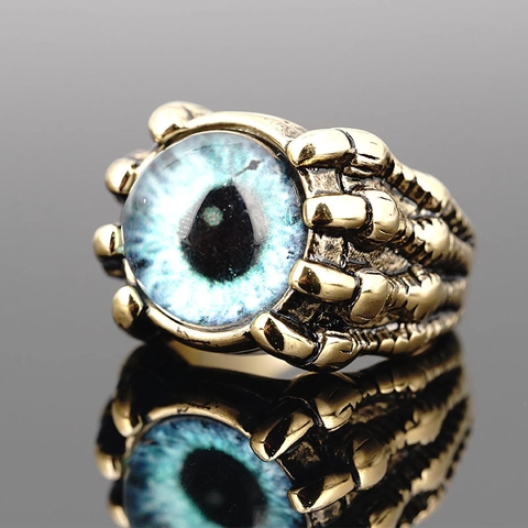 Vintage Gothic Punk Drachenkralle Böser Blick Titanstahl Ring Für Herren Retro Hip Hop Biker Dämonenauge Schmuck Zubehör