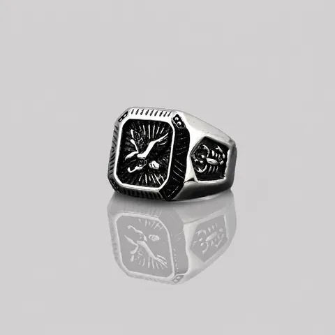 Vintage Hip Hop Eagle Signet Ring For Men Stainless Steel Gold Silver Plated Punk Biker Jewelry Scorpion Pattern Band Ring