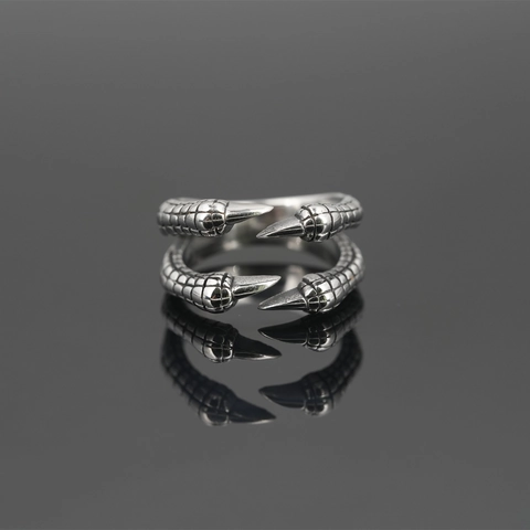 Anillo Vintage de Acero de Titanio con Garra de Dragón para Hombre Punk Gótico Garra de Águila Anillo Retro Biker Joyería Regalo Color Acero