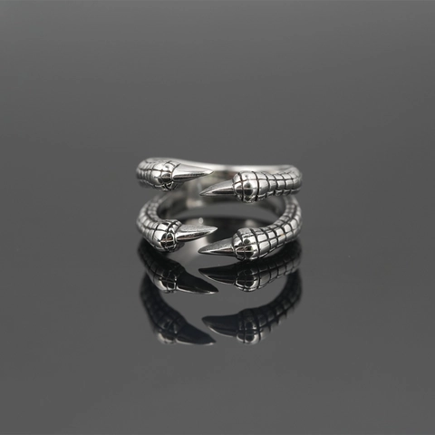 Anillo Vintage de Acero de Titanio con Garra de Dragón para Hombre Punk Gótico Garra de Águila Anillo Retro Biker Joyería Regalo Color Acero