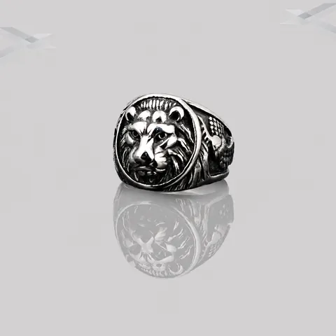 Vintage Titanium Steel Lion Head Ring For Men Retro Distressed Relief Punk Hip Hop Street Style Masculine Jewelry Ring