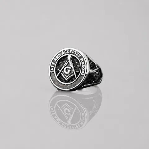 Vintage Masonic Ring For Men Stainless Steel Freemason Signet Ring Free And Accepted Masons G Letter Band Retro Jewelry