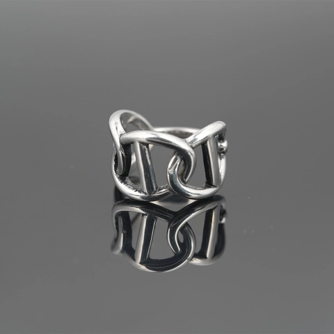 Retro Edelstahl Ineinandergreifende Ankerkette Offener Ring Für Damen Minimalistisch Geometrischer Fingerschmuck Geschenk