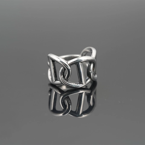 Retro Edelstahl Ineinandergreifende Ankerkette Offener Ring Für Damen Minimalistisch Geometrischer Fingerschmuck Geschenk