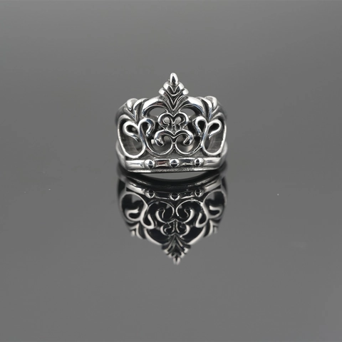 Vintage Gothic Crown Ring For Men And Women Retro Hollow Out Titanium Steel Ring Band Jewelry Accessories Gift