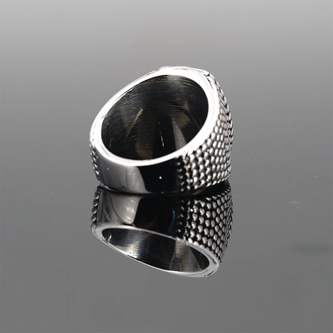 Vintage Kompass Polaris Siegelring Herren Titanstahl Antiksilber Retro Punk Nautisch Nordstern Gothic Band Schmuck