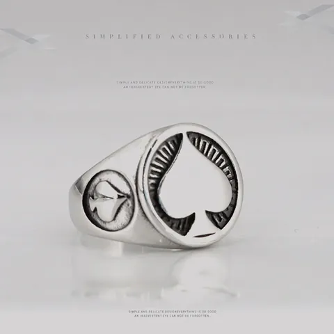 Vintage Titanium Steel Spade Ring For Men Retro Distressed Poker Ace Of Spades Signet Ring Punk Gothic Hip Hop Jewelry Gift