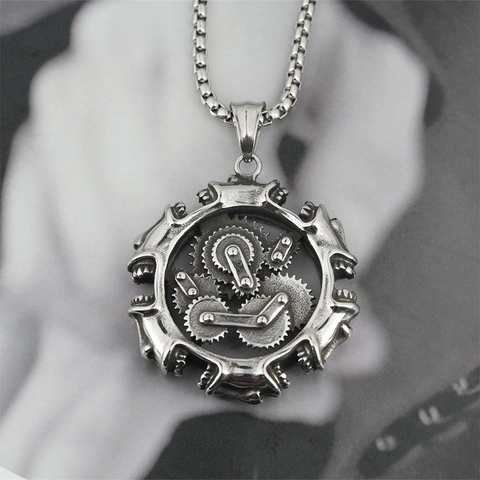 Steampunk Mechanische Zahnrad Totenkopf Anhänger Halskette Edelstahl Retro Industrie Distressed Hip Hop Schmuck Für Herren Damen