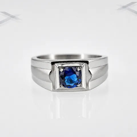 Vintage Bold Stainless Steel Ring With Round Red Blue Green White Zirconia Gemstone Commute Jewelry For Men Women Daily Ring