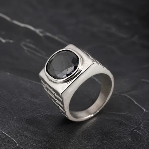 Vintage Titanstahl Strass Ring Für Herren Großer Runder Ovaler Bunter Stein Siegelring Heavy Metal Band Modeschmuck