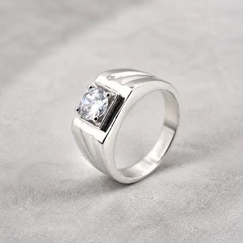 Modern Brushed Stainless Steel Rhinestone Rings For Men Women Unisex Geometric Finger Ring Fashion Jewelry Wedding Party Accessory