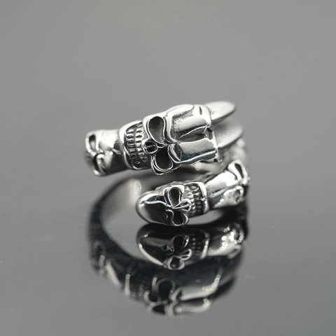 Vintage Gothic Punk Skull Ring For Men Stainless Steel Dragon Claw Skeleton Band Distressed Retro Fashion Unisex Jewelry Accessory