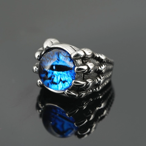 Retro Evil Eye Ring For Men Women Gothic Dragon Claw Punk Rock Stainless Steel Jewelry Vintage Biker Eye Finger Ring Gift