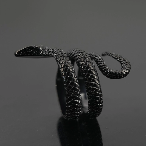 Punk Stainless Steel Snake Ring For Men Women Vintage Gothic Spiral Wrap Snake Finger Ring Gold Silver Black Animal Jewelry