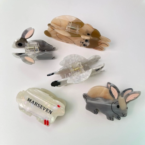 Süße Acetat Tier Hase Katze Haarklammern Für Damen Mode Marmor Textur Haarspangen Zubehör Haargreifer Kopfschmuck