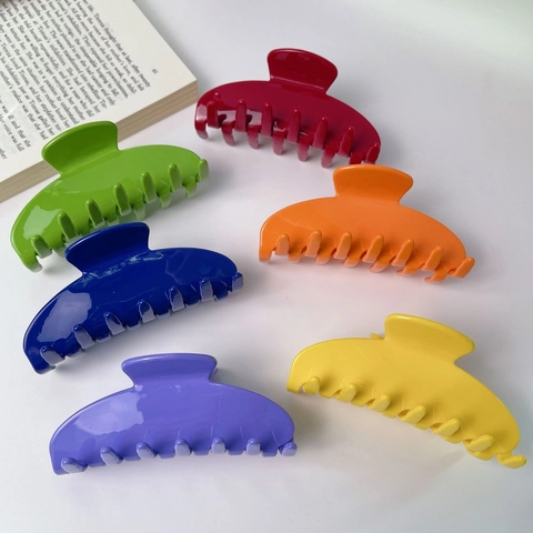 Pinza de Garra para el Cabello de Acetato de Color Sólido Hecha a Mano para Mujer Accesorios de Moda Geométrica